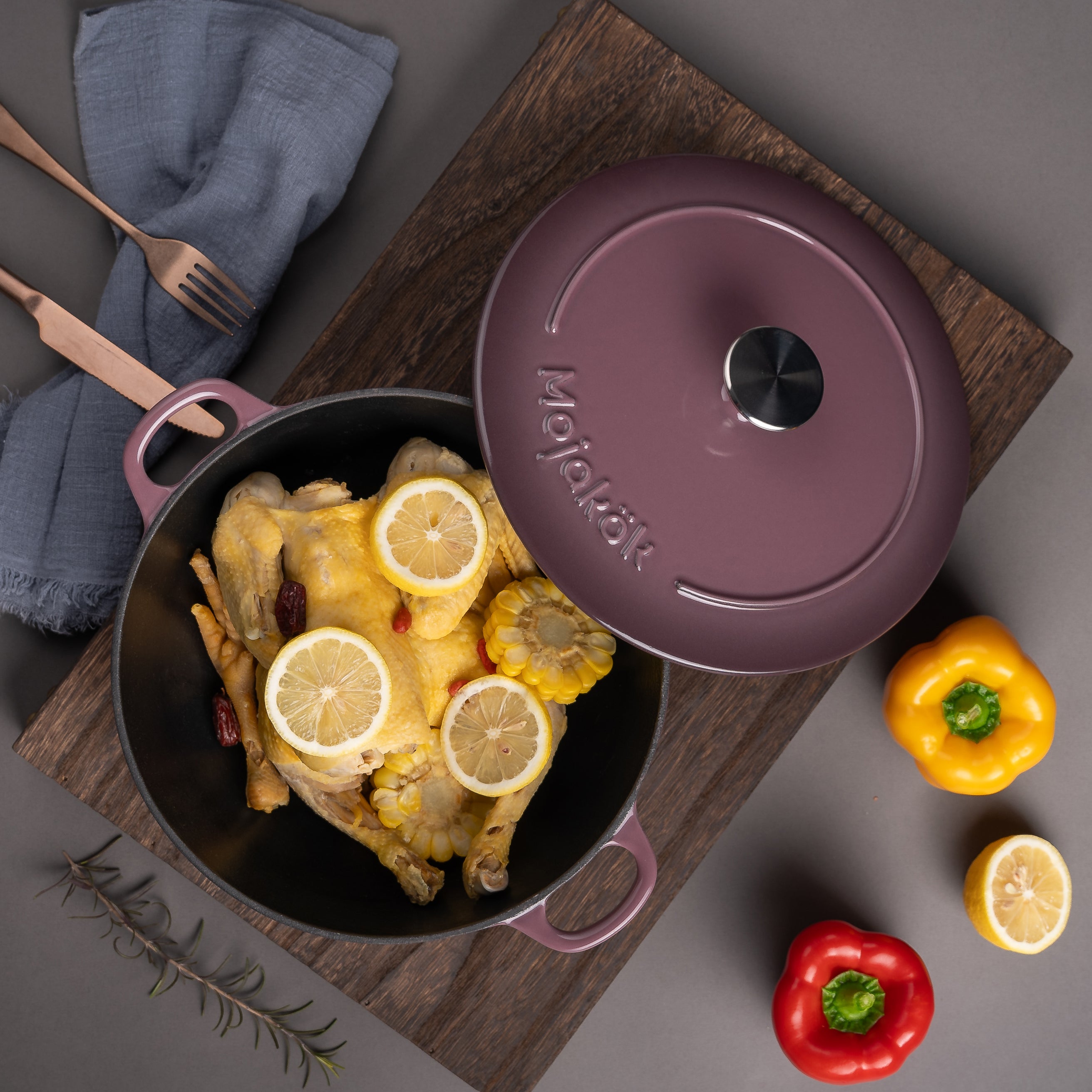 Mojakök 28cm Enameled Cast Iron Dutch Oven 5QT - Fig Purple