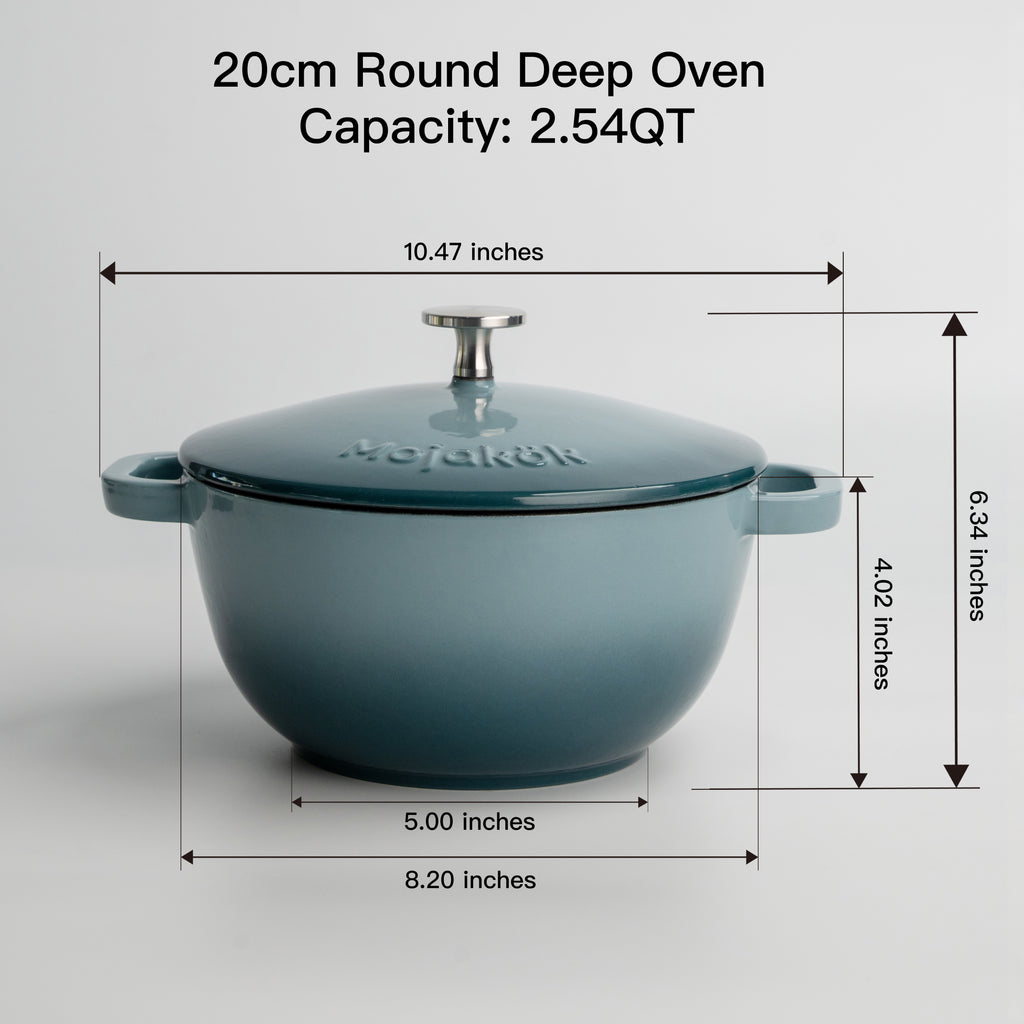 Mojakök 20cm Deep Dutch Oven 2.54QT Cocotte- Caribbean Blue
