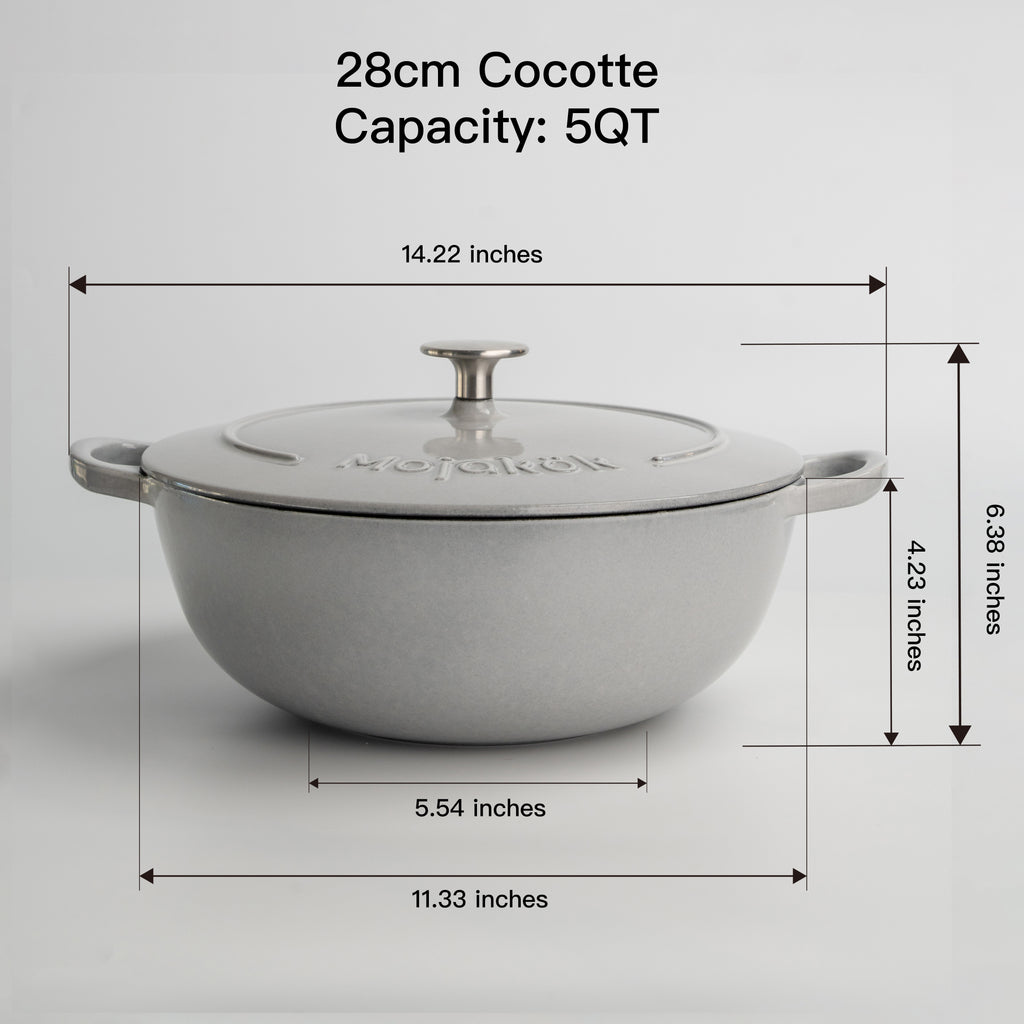 Mojakök 28cm Enameled Cast Iron Dutch Oven 5QT - Gray
