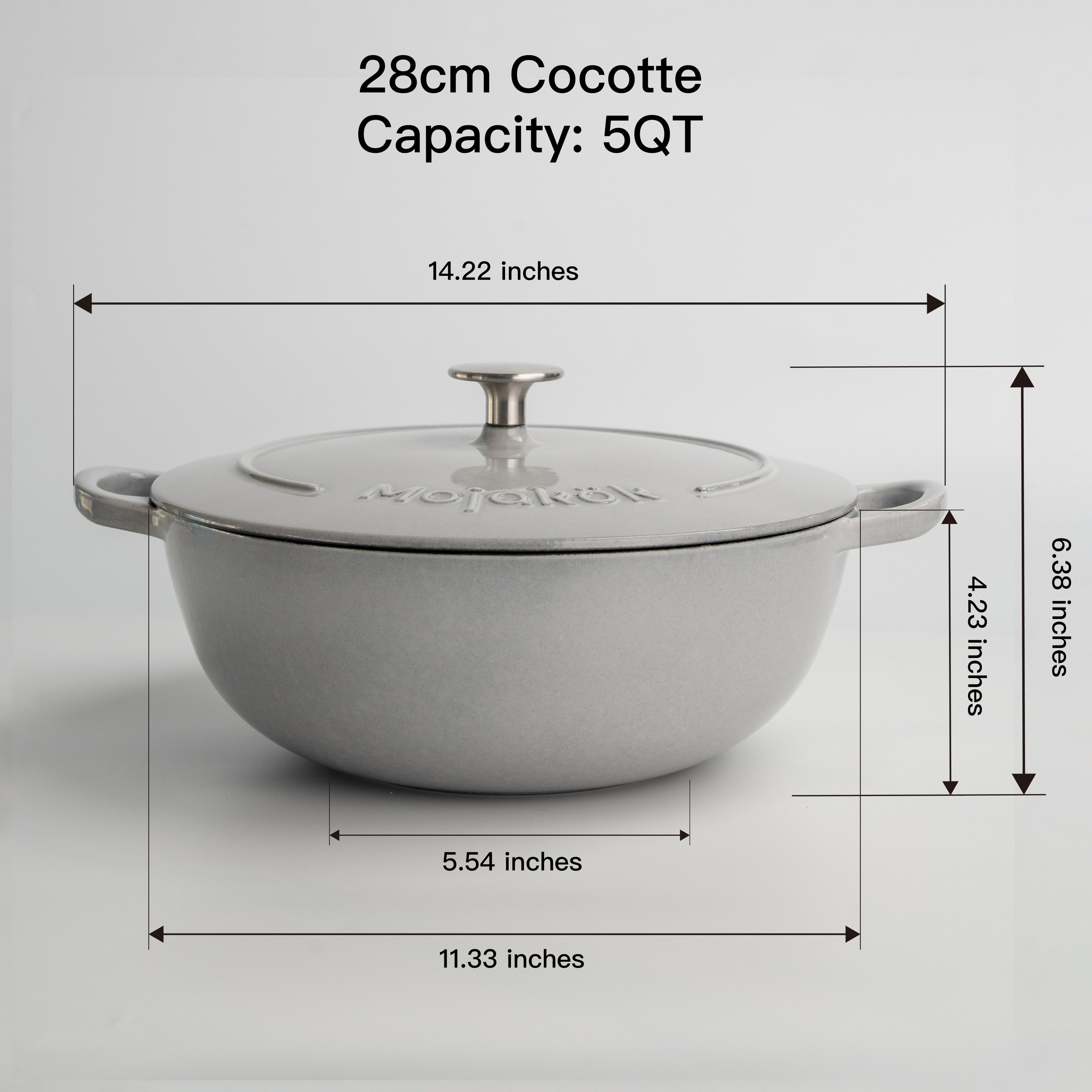 Mojakök 28cm Enameled Cast Iron Dutch Oven 5QT - Gray