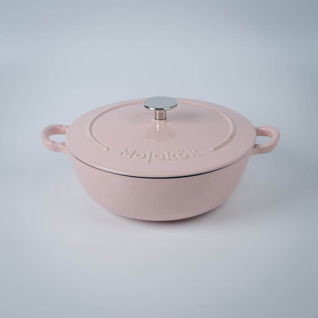 Mojakök 26cm 3.9QT Enameled Cast iron shallow Cocotte- Pink