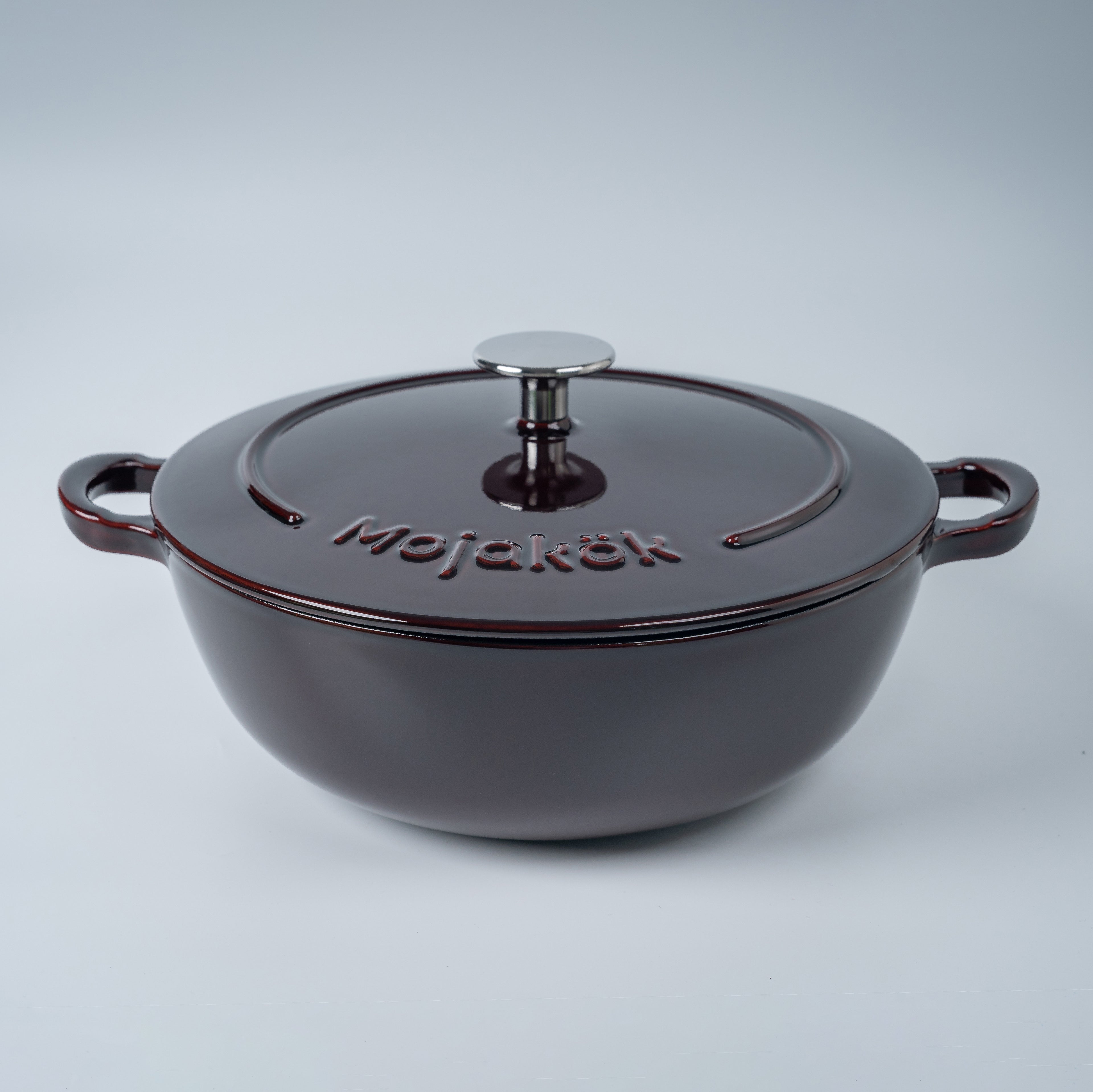 Mojakök 26cm Enameled Cast Iron Dutch Oven 3.9QT Shallow Cocotte- Mirror red