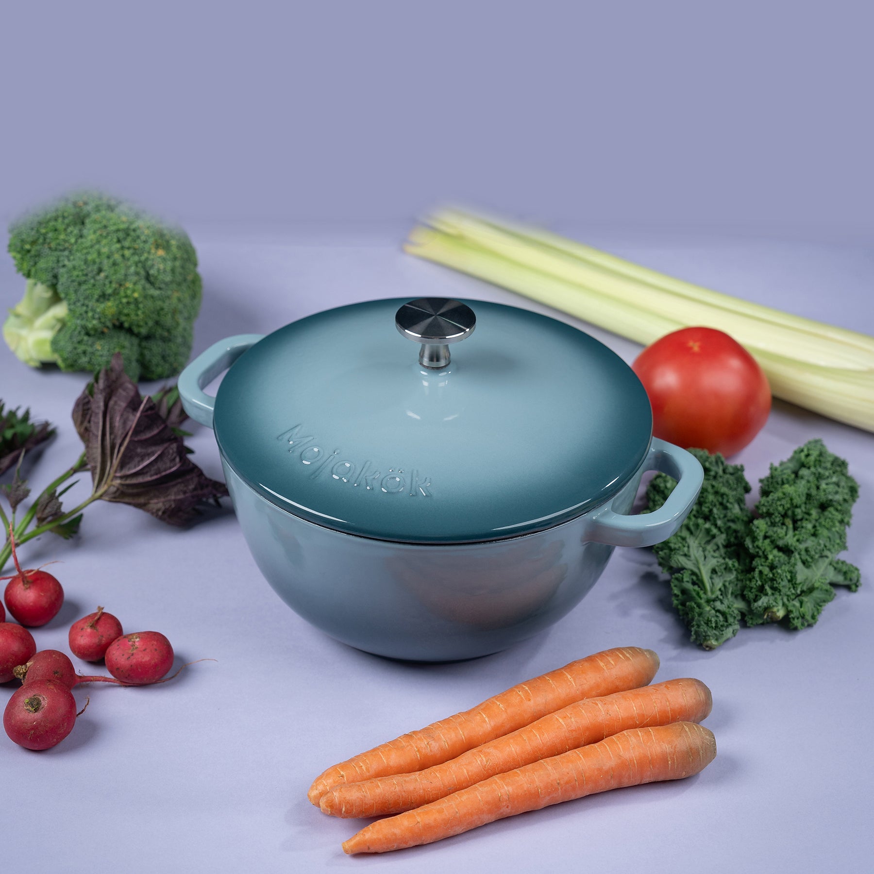 Mojakök 20cm Deep Dutch Oven 2.54QT Cocotte- Caribbean Blue