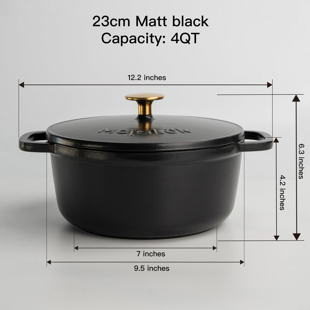 Mojakök 23cm Enameled Cast Iron Dutch Oven 4QT - Matte Black
