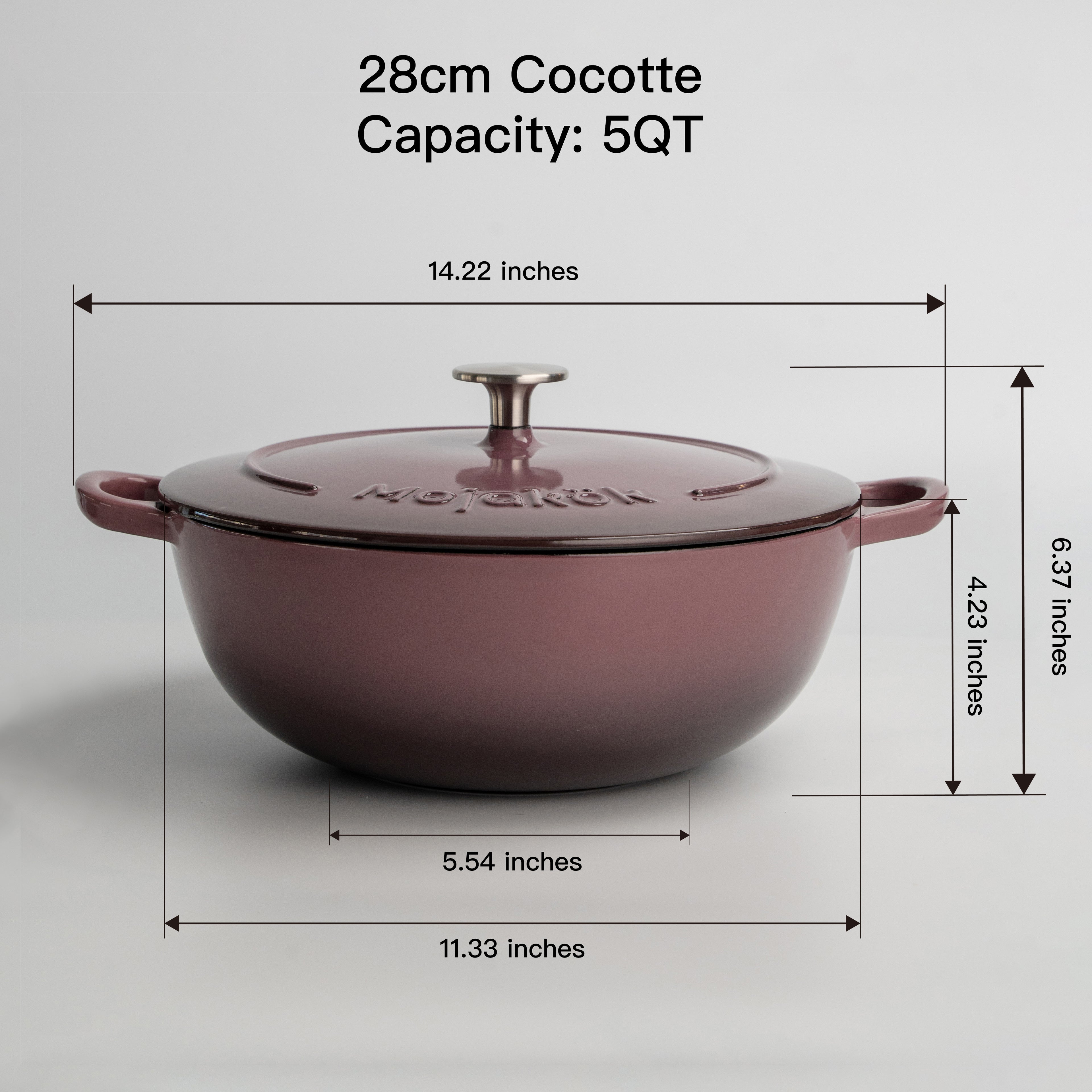 Mojakök 28cm Enameled Cast Iron Dutch Oven 5QT - Fig Purple