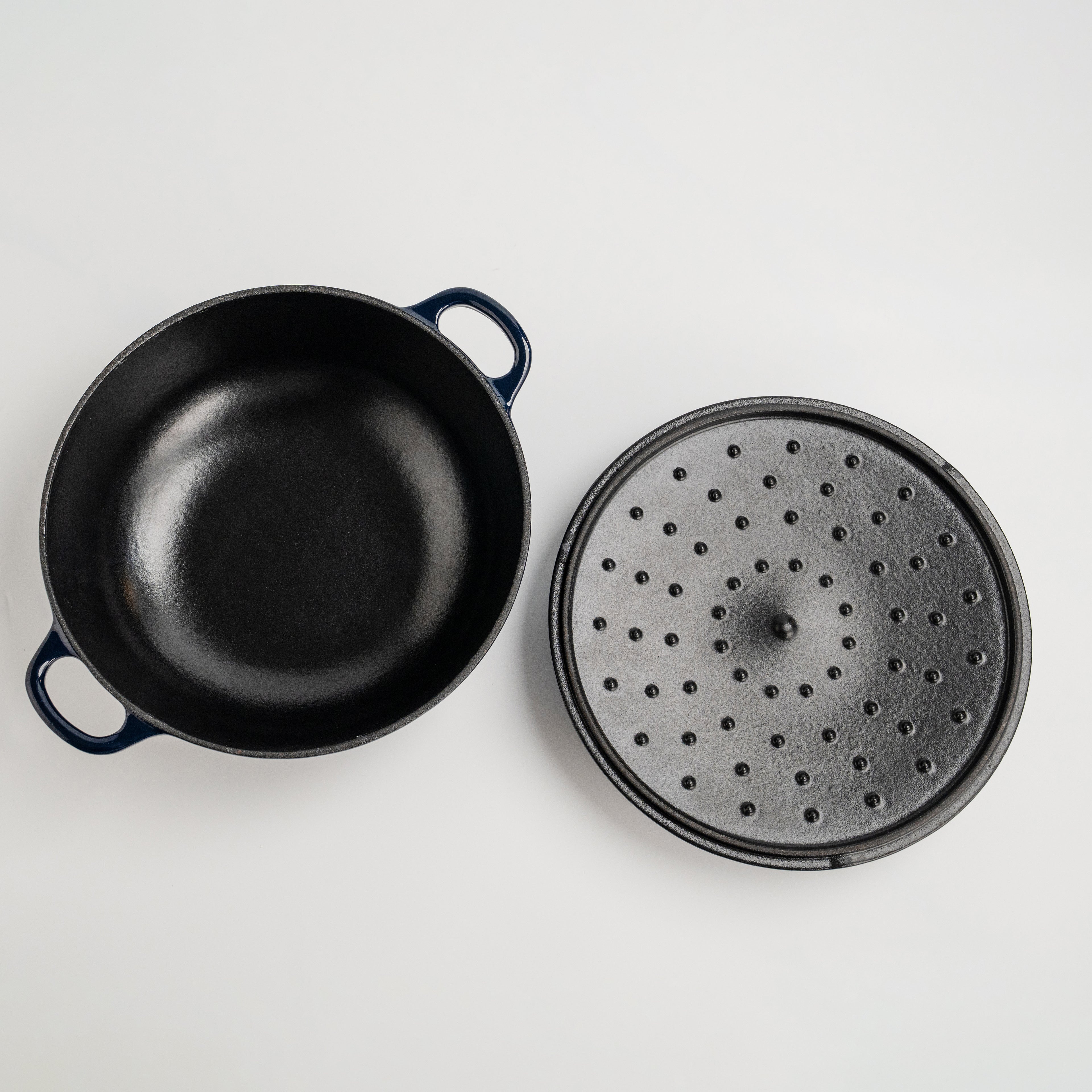 Mojakök 24cm Enameled Cast Iron Shallow Oven 2.96QT Cocotte- Mirror blue