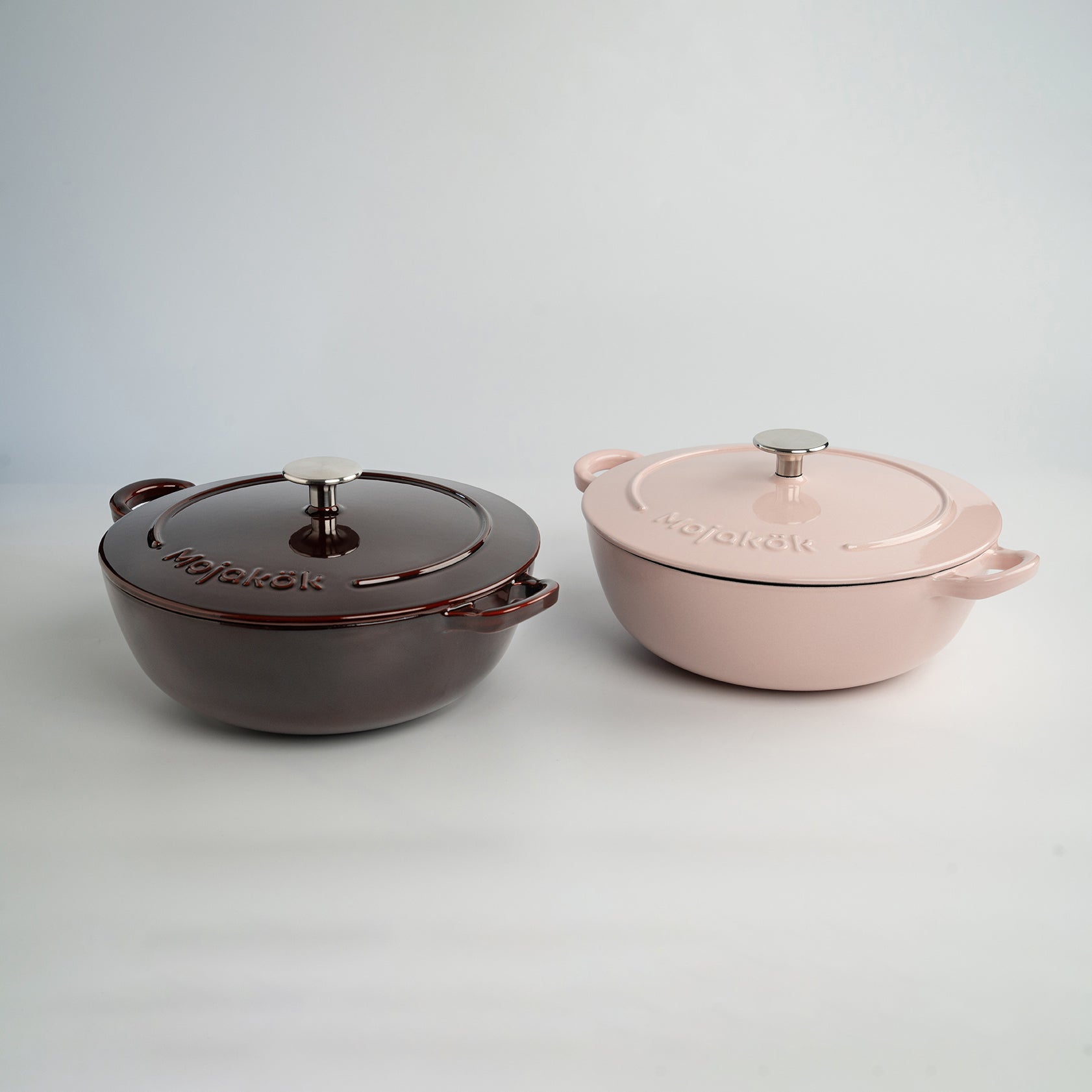 Mojakök 26cm 3.9QT Enameled Cast iron shallow Cocotte- Pink